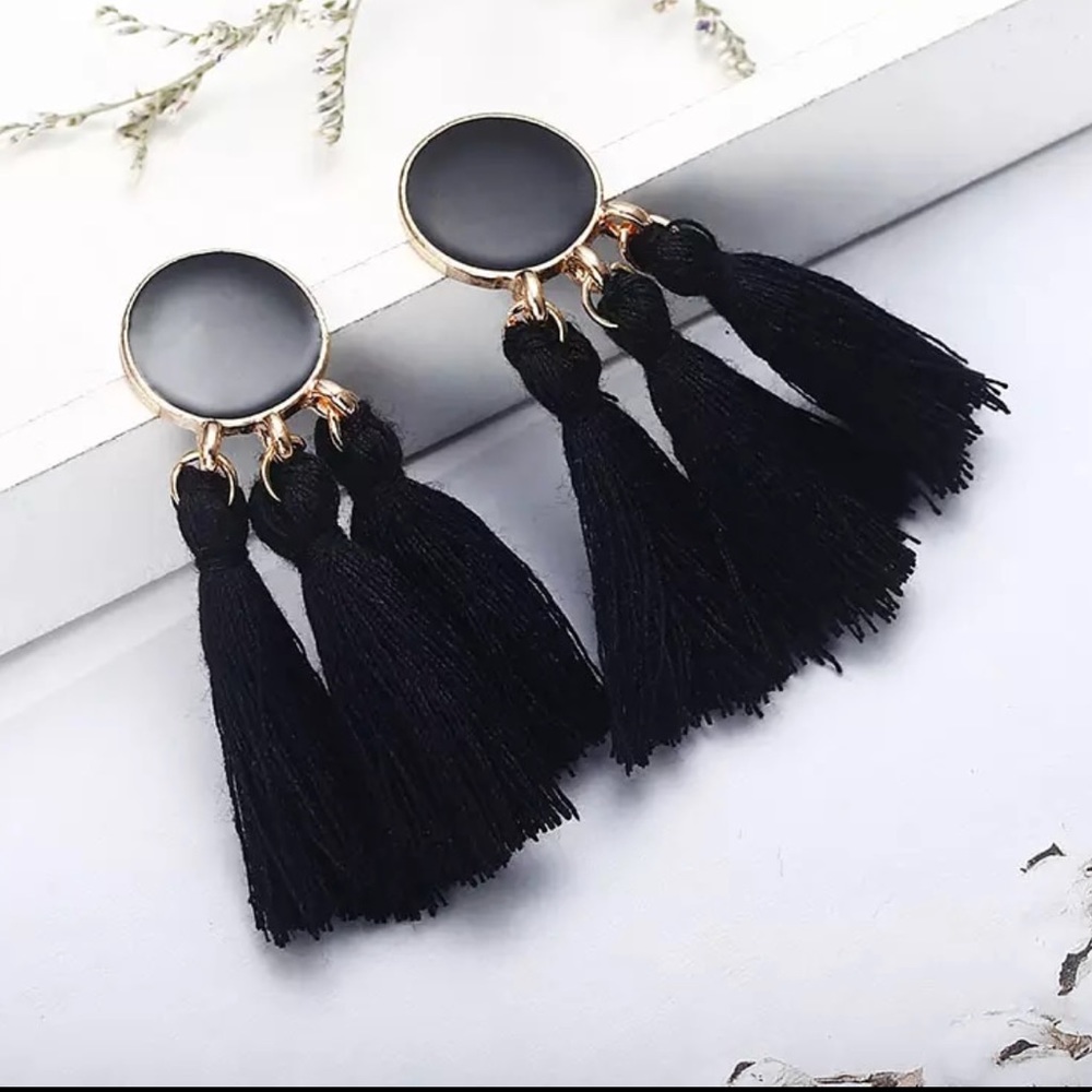 Black Tassel Earrings